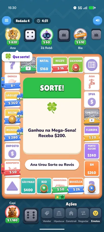 Carta de Sorte ou Revés: ganhou na Mega-Sena, receba $200